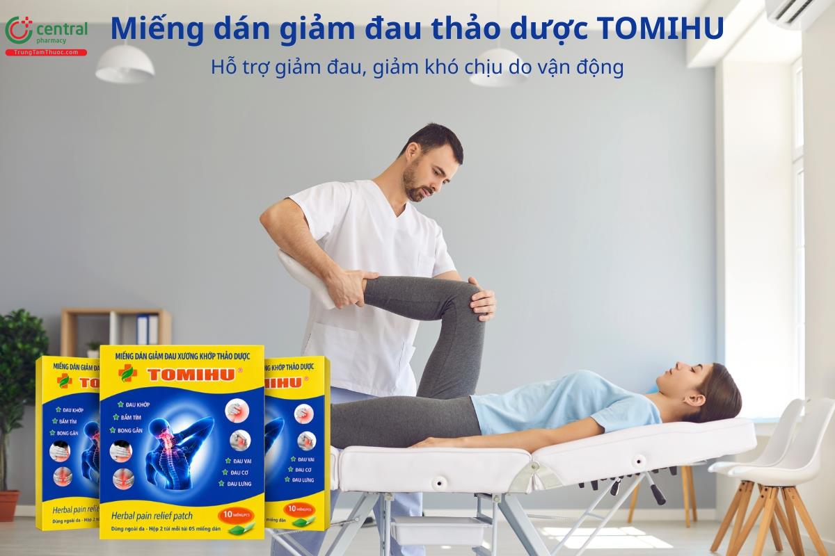 Miếng dán giảm đau thảo dược TOMIHU hỗ trợ giảm xương khớp, đau đầu