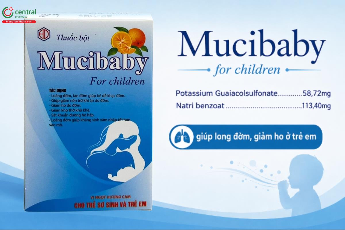 Thuốc Mucibaby for children giúp long đờm, giảm ho ở trẻ em