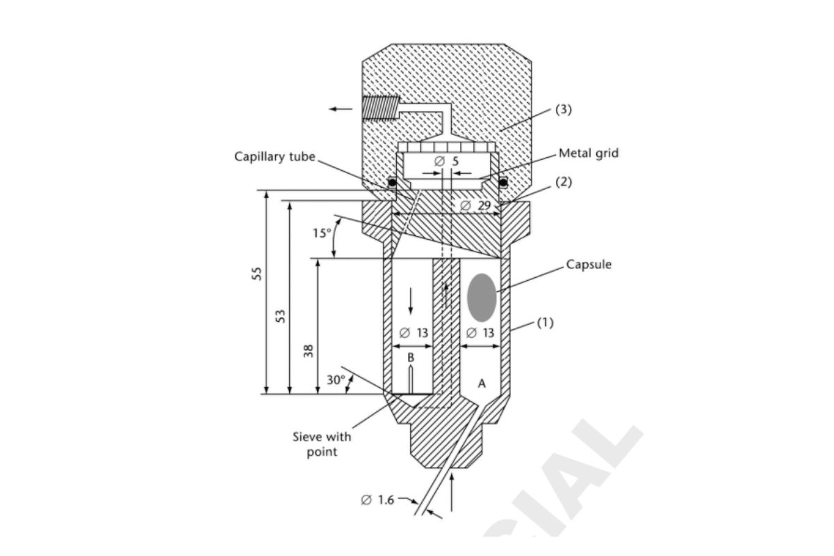 Figure 1. Flow-through cell designed for suppositories (dimensions in mm).