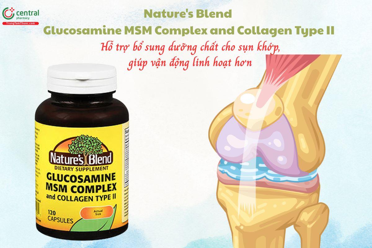 Nature's Blend Glucosamine MSM Complex and Collagen Type II ngừa thoái hóa khớp