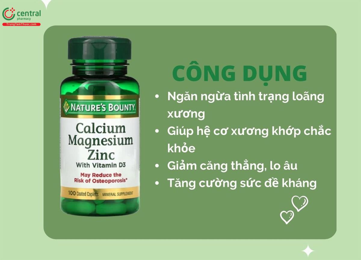 Nature’s Bounty Calcium Magnesium Zinc giúp xương chắc khỏe