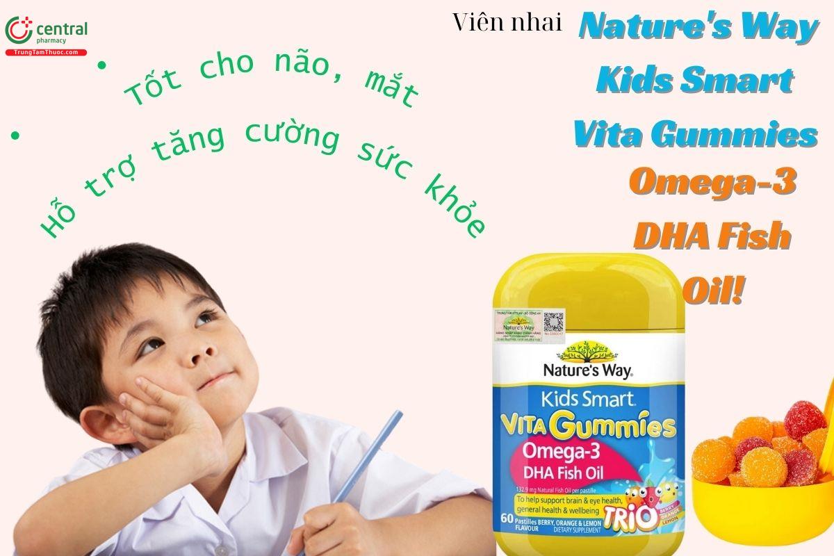 Nature's Way Kids Smart Vita Gummies Omega-3 DHA Fish Oil - Viên nhai bổ sung DHA, EPA cho trẻ