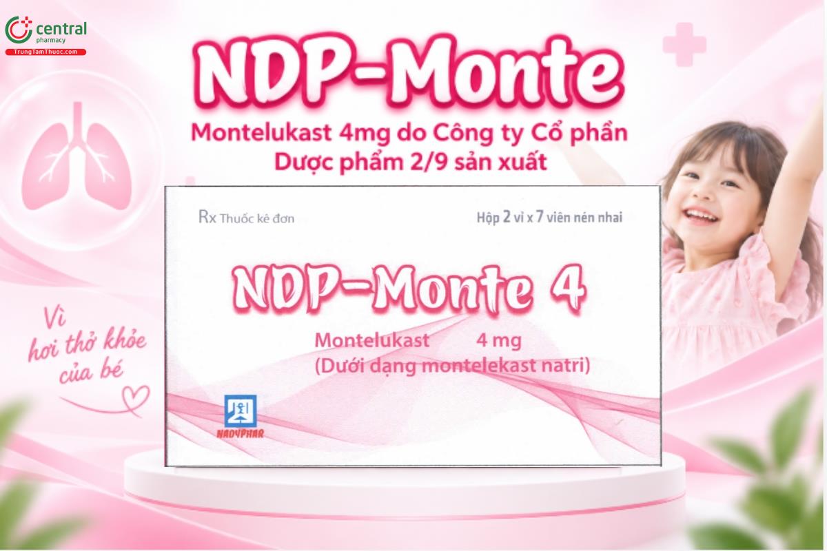 Thuốc NDP-Monte 4 điều trị hen suyễn như liệu pháp hỗ trợ những bệnh nhân hen dai dẳng mức độ nhẹ đến vừa