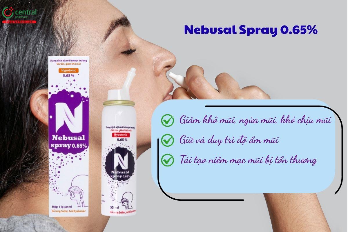 Thuốc xịt mũi Nebusal Spray 0.65% giúp cấp ẩm, tái tạo niêm mạc mũi