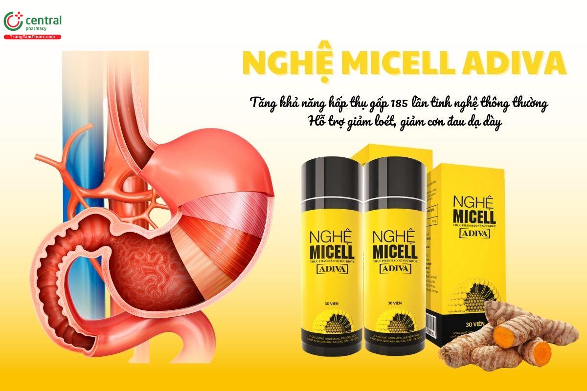 Nghệ Micell Adiva hỗ trợ ngừa viêm loét dạ dày, tăng cường miễn dịch