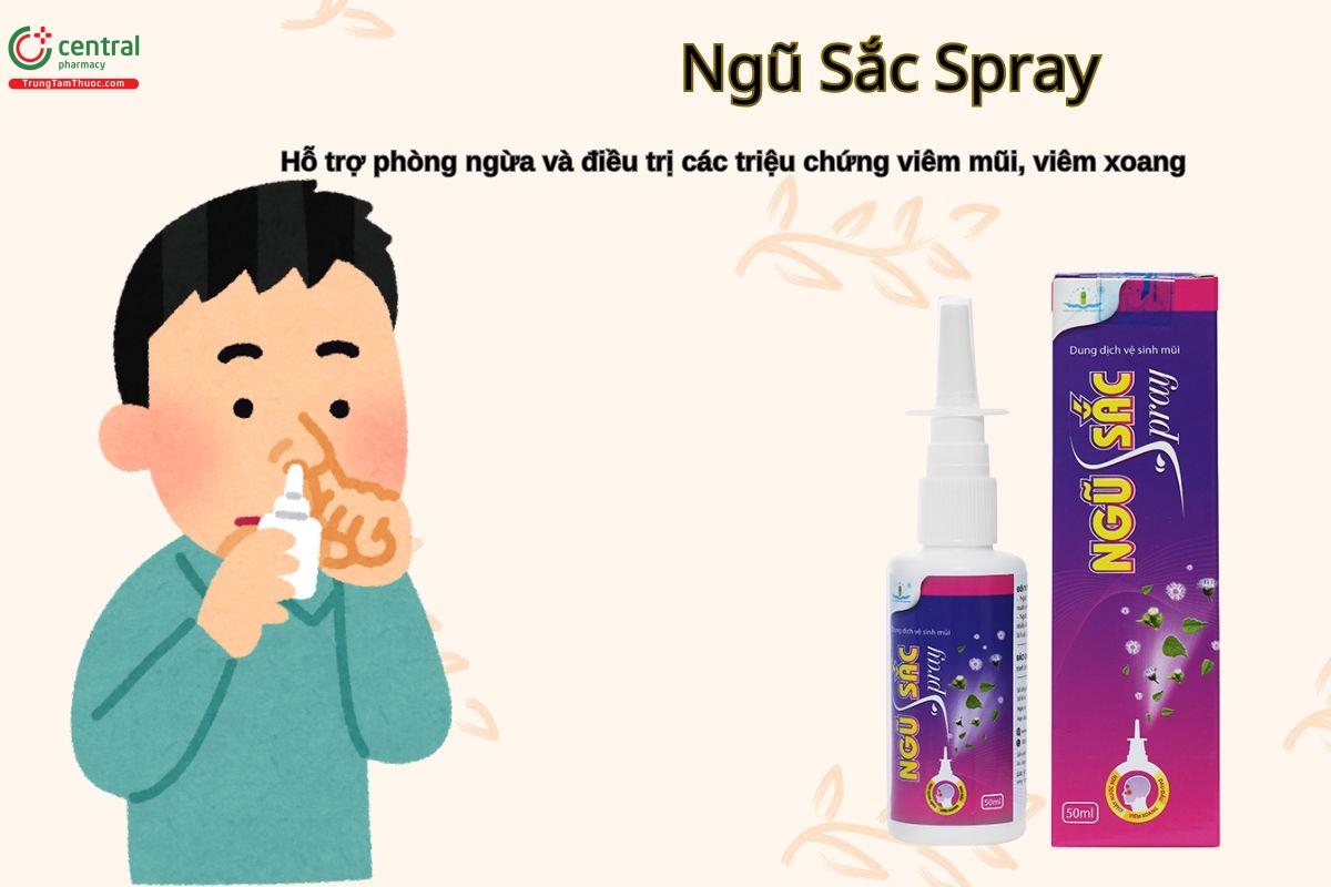 Dung dịch vệ sinh mũi Ngũ Sắc Spray - Hỗ trợ điều trị các triệu chứng viêm mũi, viêm xoang