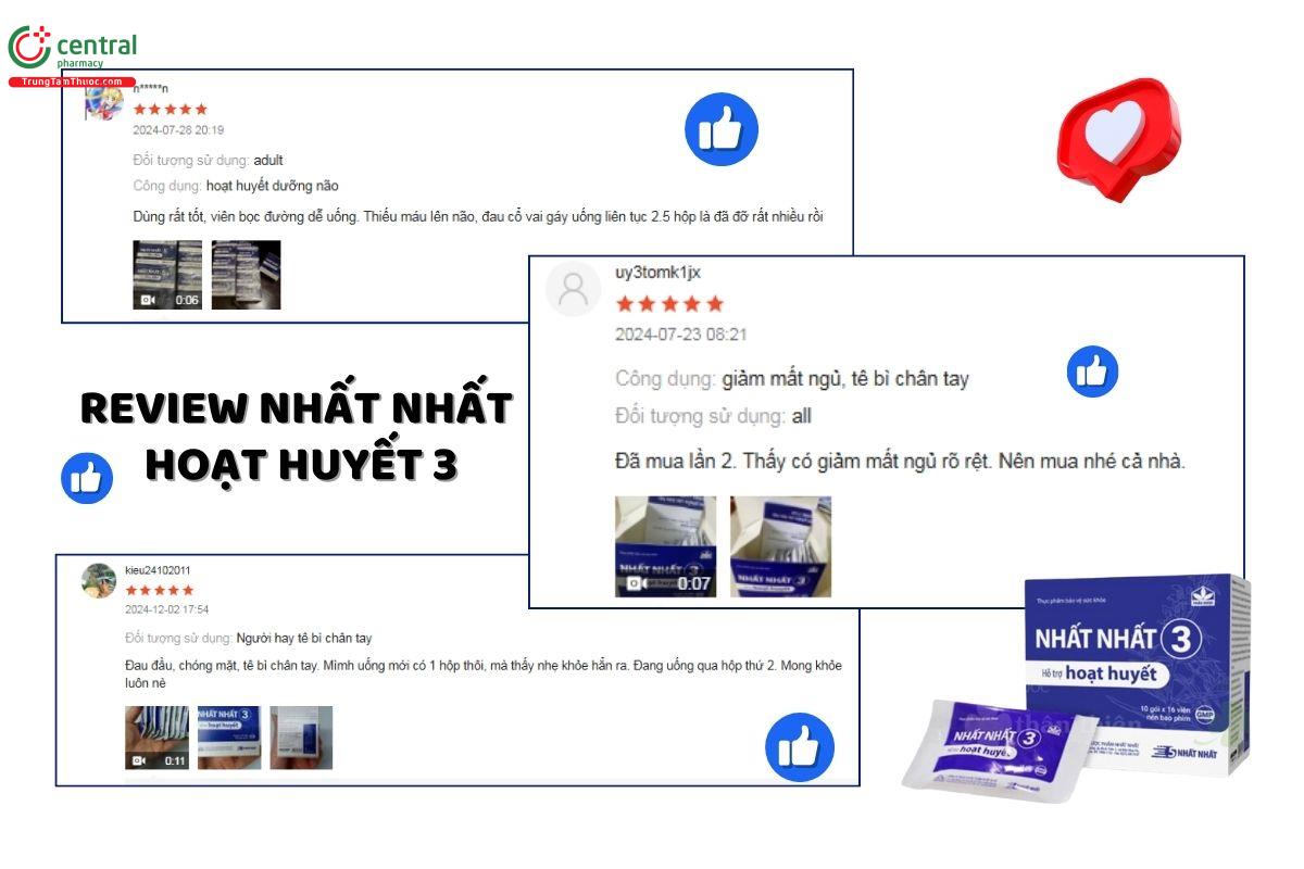 Đánh giá sản phẩm Hoạt huyết Nhất Nhất 3 