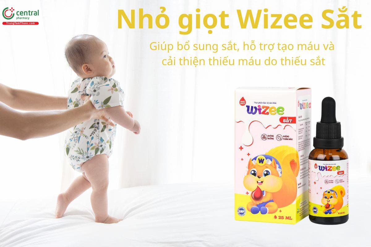 Nhỏ giọt Wizee Sắt hỗ trợ bổ sung sắt, giúp tạo máu, cải thiện thiếu máu do thiếu sắt