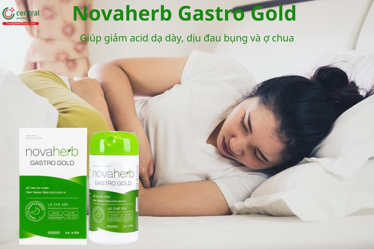 Novaherb Gastro Gold hỗ trợ giảm acid dạ dày, dịu đau bụng và ợ chua