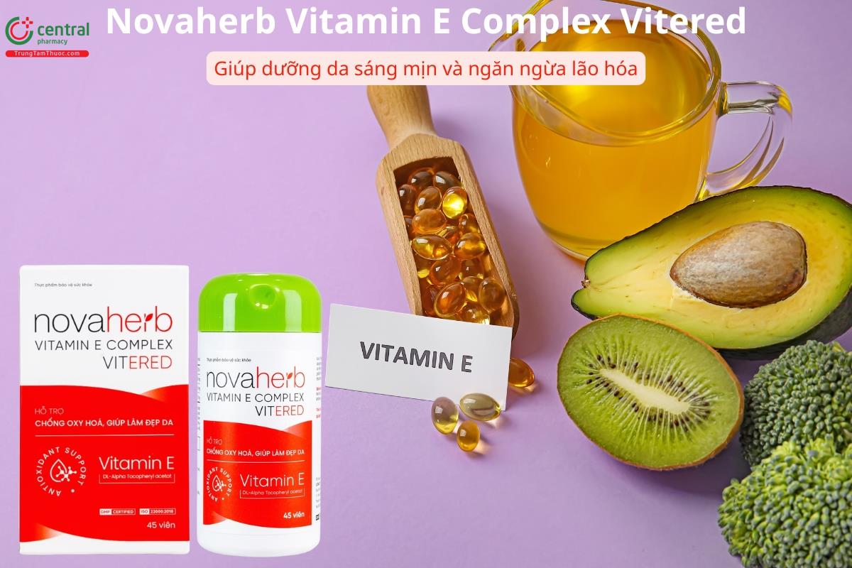 Novaherb Vitamin E Complex Vitered hỗ trợ dưỡng da sáng, chăm sóc da