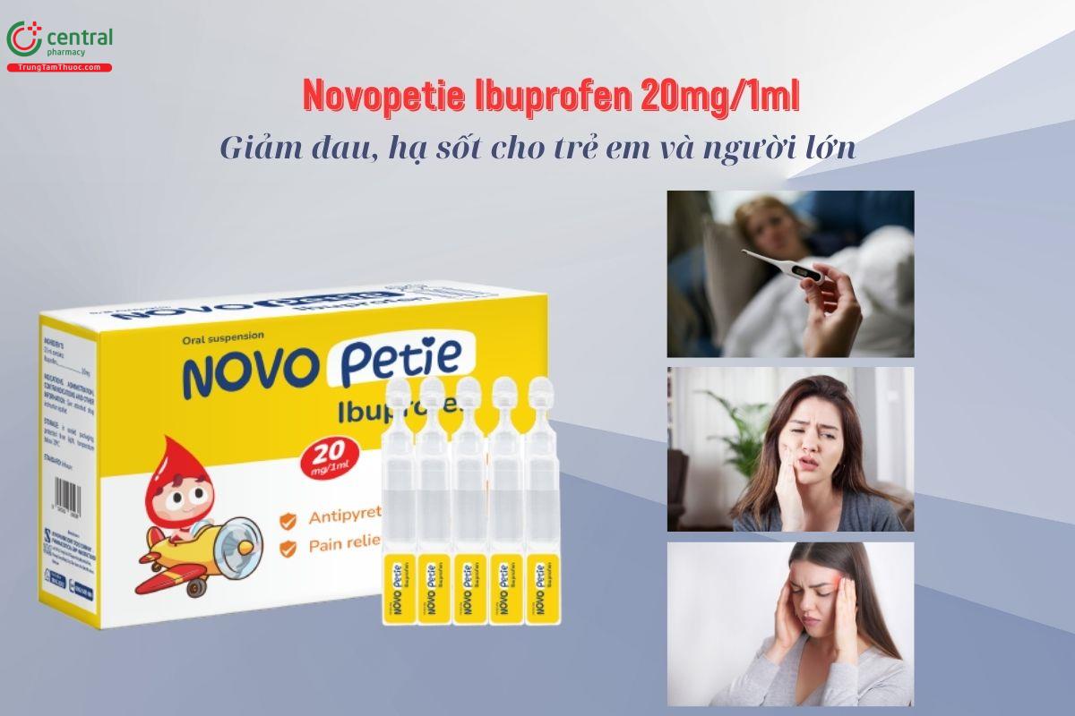 Thuốc Novopetie Ibuprofen 20mg/1ml giảm đau, hạ sốt, chống viêm
