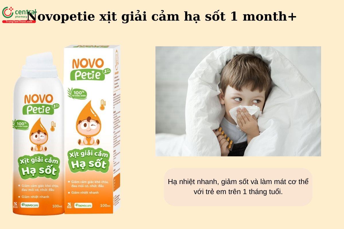 Công dụng của Novopetie xịt giải cảm hạ sốt 1 month+