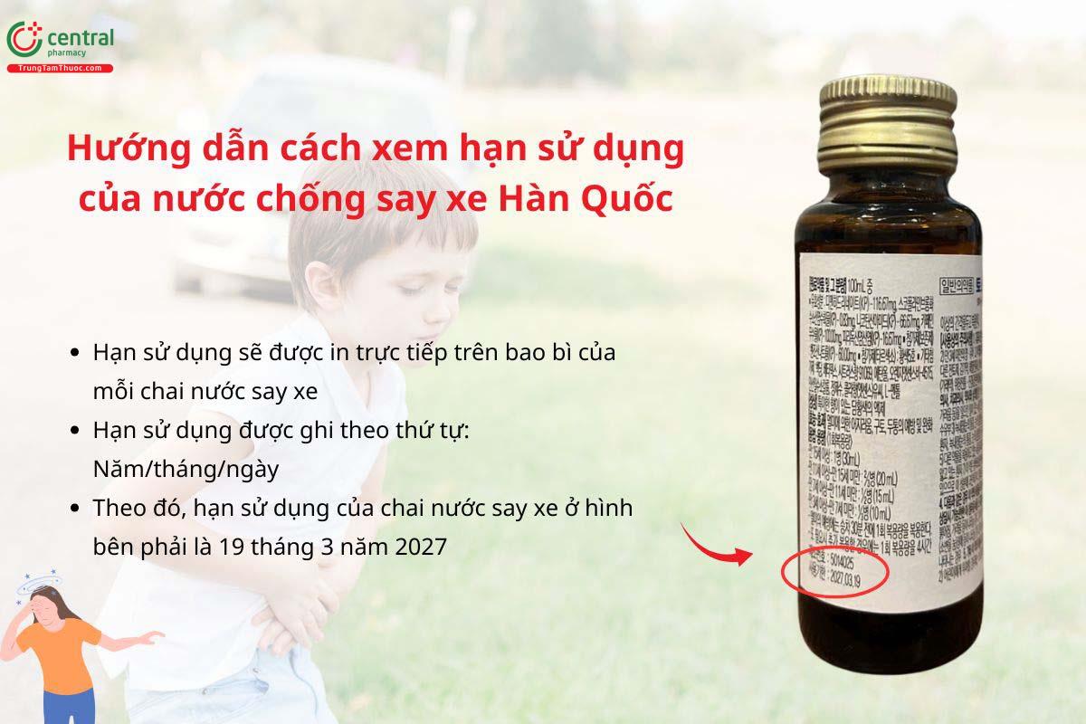 Hướng dẫn xem hạn sử dụng của nước say xe Hàn Quốc