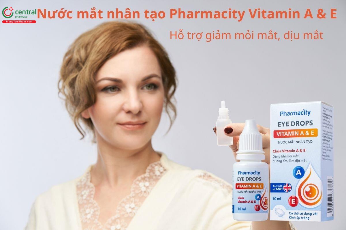 Nước mắt nhân tạo Pharmacity Vitamin A & E giúp giảm mỏi mắt, dịu mắt