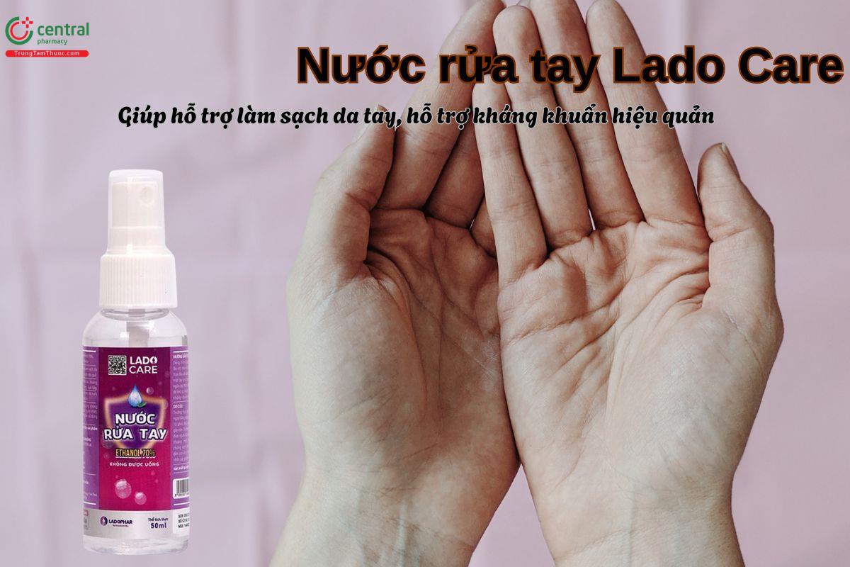 Nước rửa tay Lado Care 50ml làm sạch da tay mà không cần rửa lại với nước