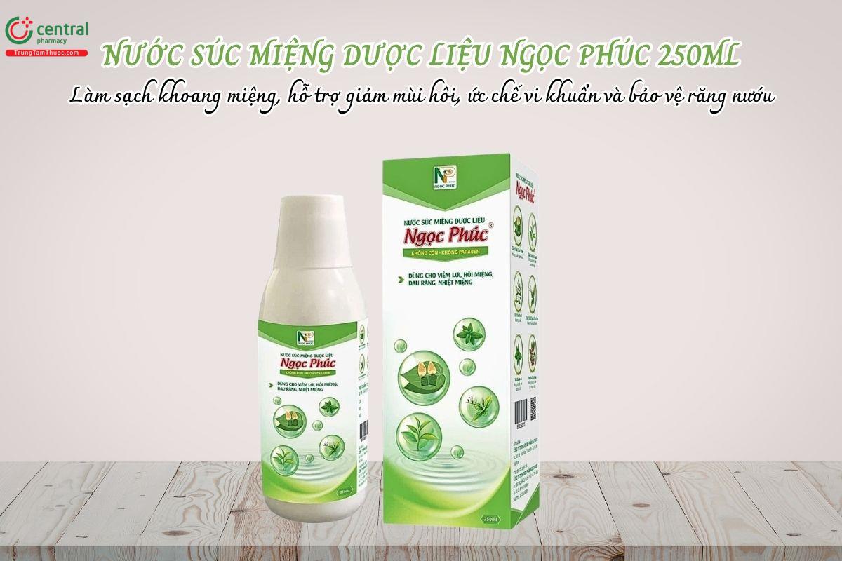 Nước súc miệng dược liệu Ngọc Phúc 250ml giúp làm sạch khoang miệng, hỗ trợ giảm mùi hôi, ức chế vi khuẩn và bảo vệ răng nướu
