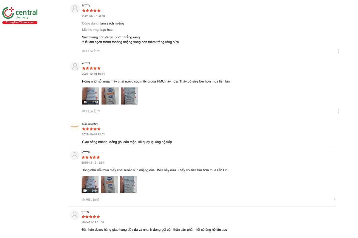 Cảm nhận, đánh giá của những người đã mua và sử dụng Nước súc miệng HMU Chlorhexidine Plus