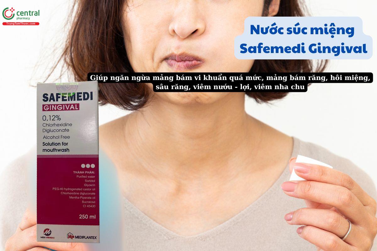 Nước súc miệng Safemedi Gingival vệ sinh răng miệng hằng ngày, ngừa hôi miệng, sâu răng