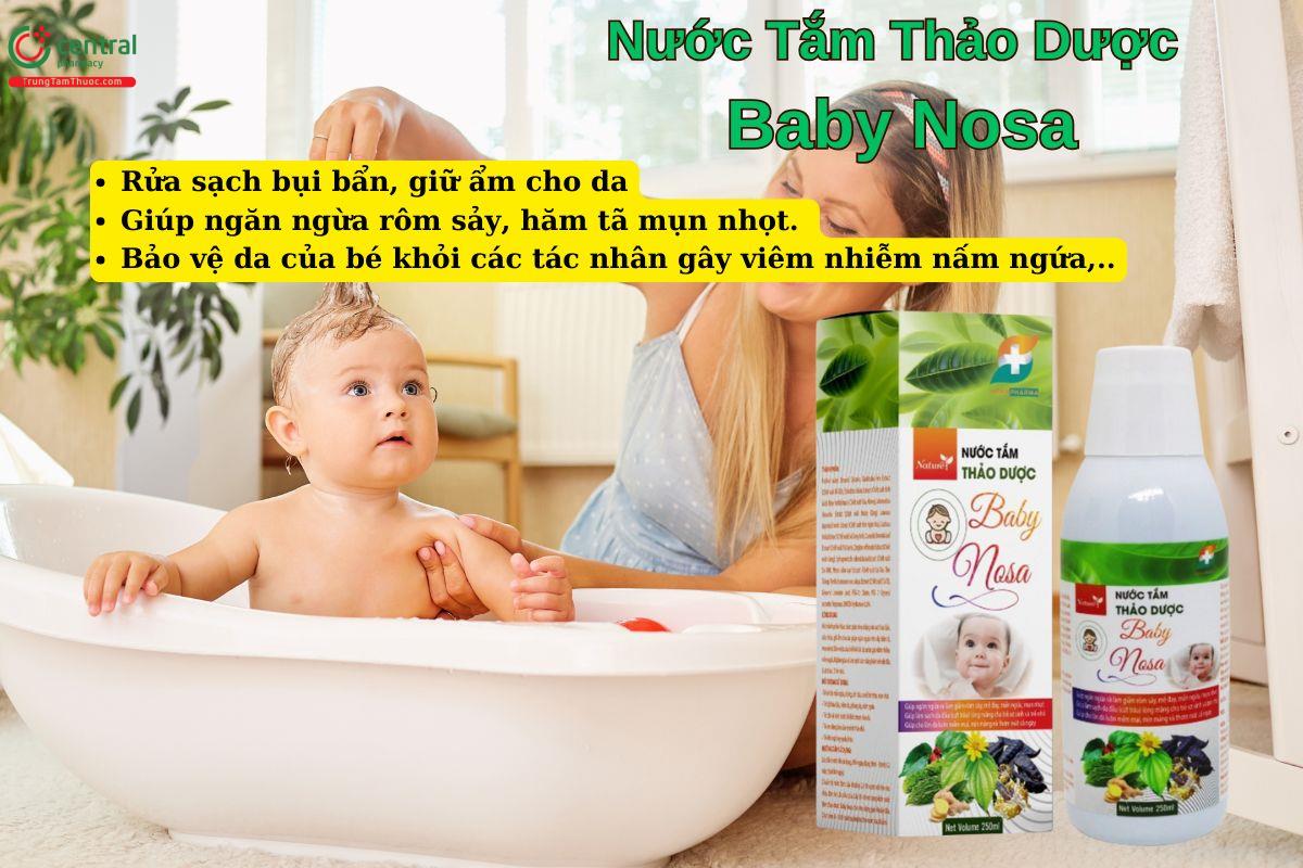 Nước Tắm Thảo Dược Baby Nosa giúp làm sạch da bé, ngăn ngừa rôm sảy, mụn nhọt,...