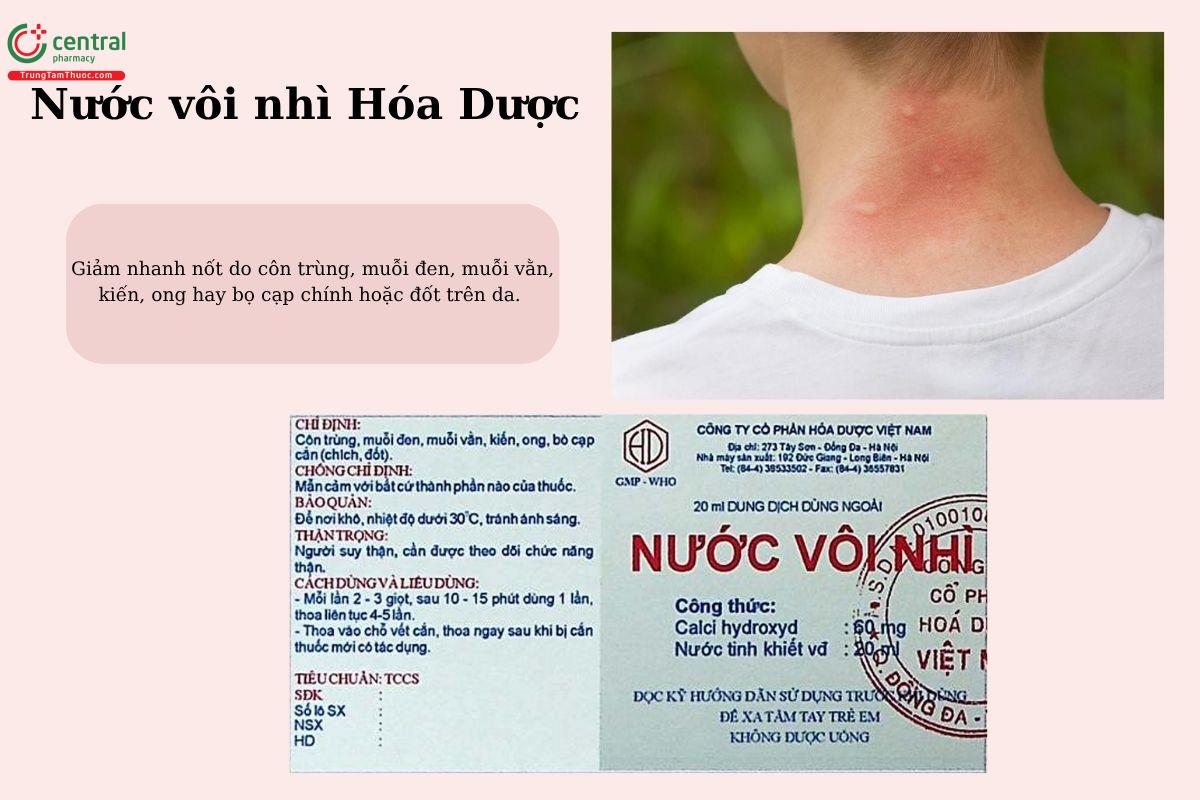 Chỉ định của thuốc Nước vôi nhì Hóa Dược