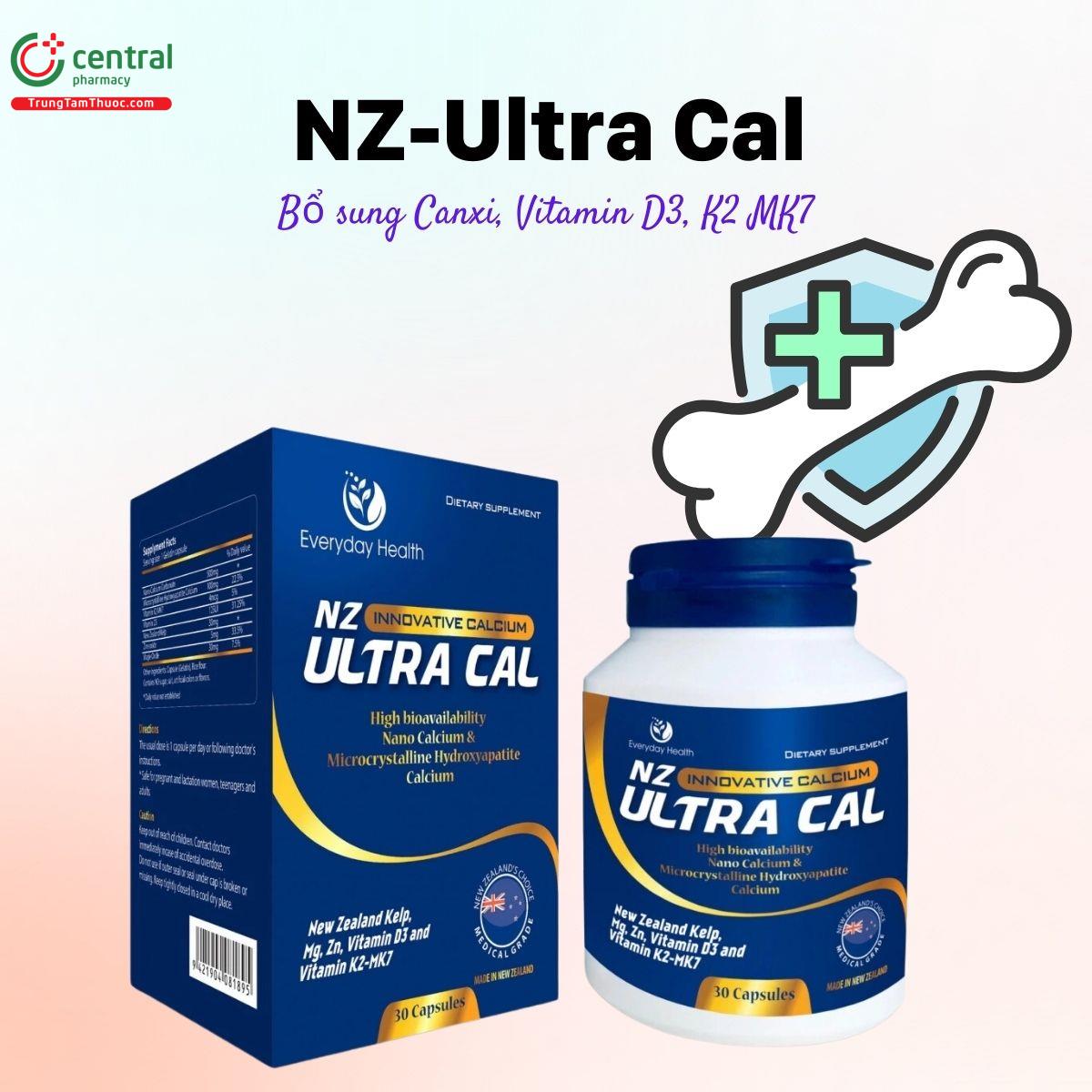 Thuốc NZ-Ultra Cal bổ sung Canxi, vitamin D3, K2MK7 giúp xương chắc khỏe