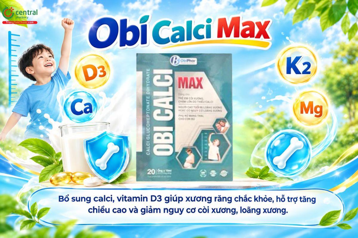 Obi Calci Max bổ sung calci và vitamin D3, K2 hỗ trợ phát triển hệ xương 