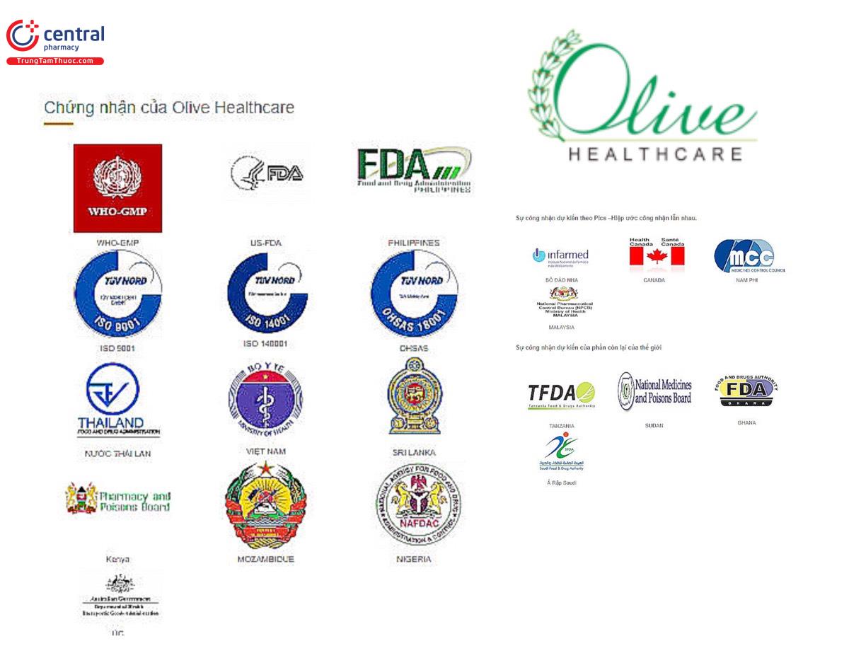 Olive Healthcare chứng nhận chất lượng