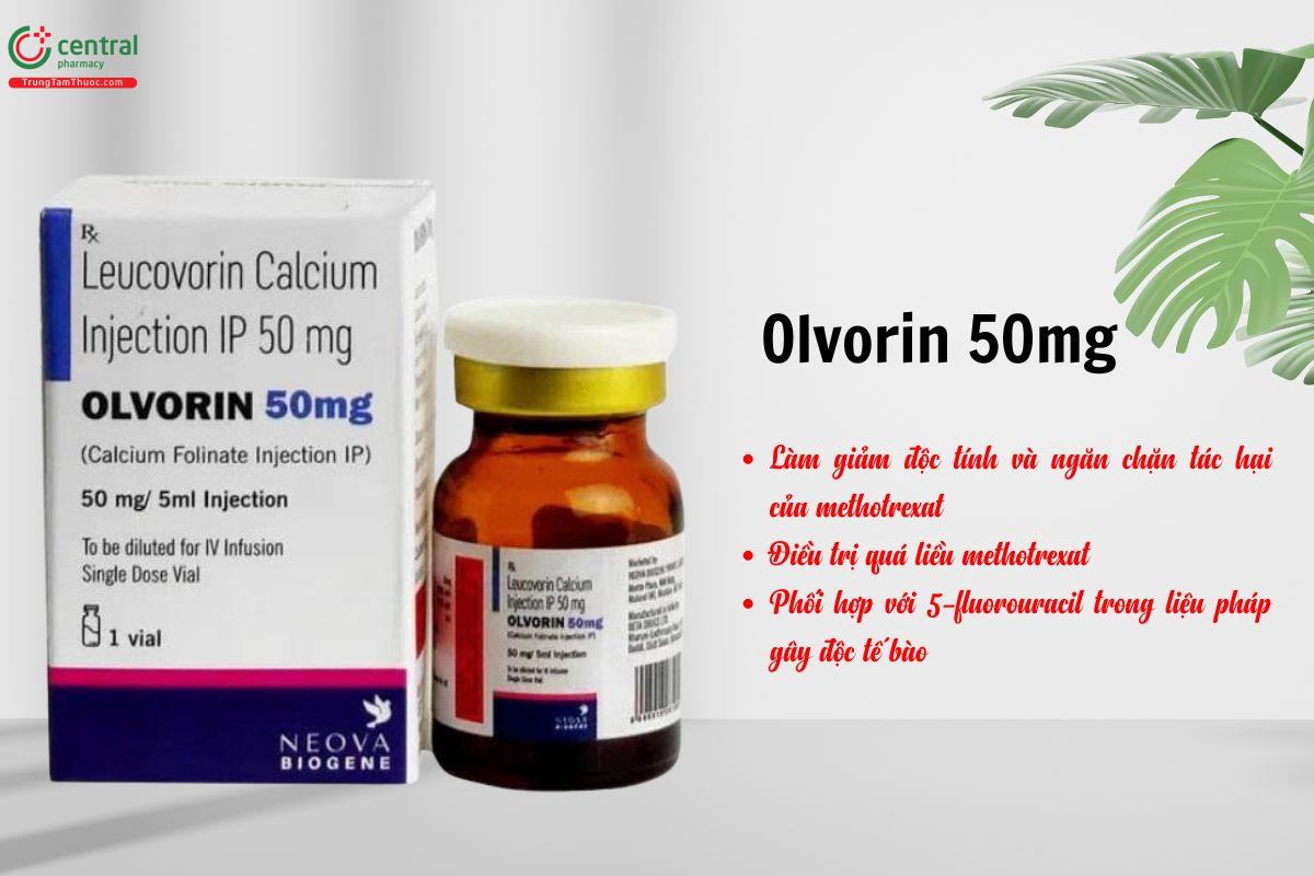 Thuốc Olvorin 50mg giúp giảm độc tính và tác hại của methotrexat