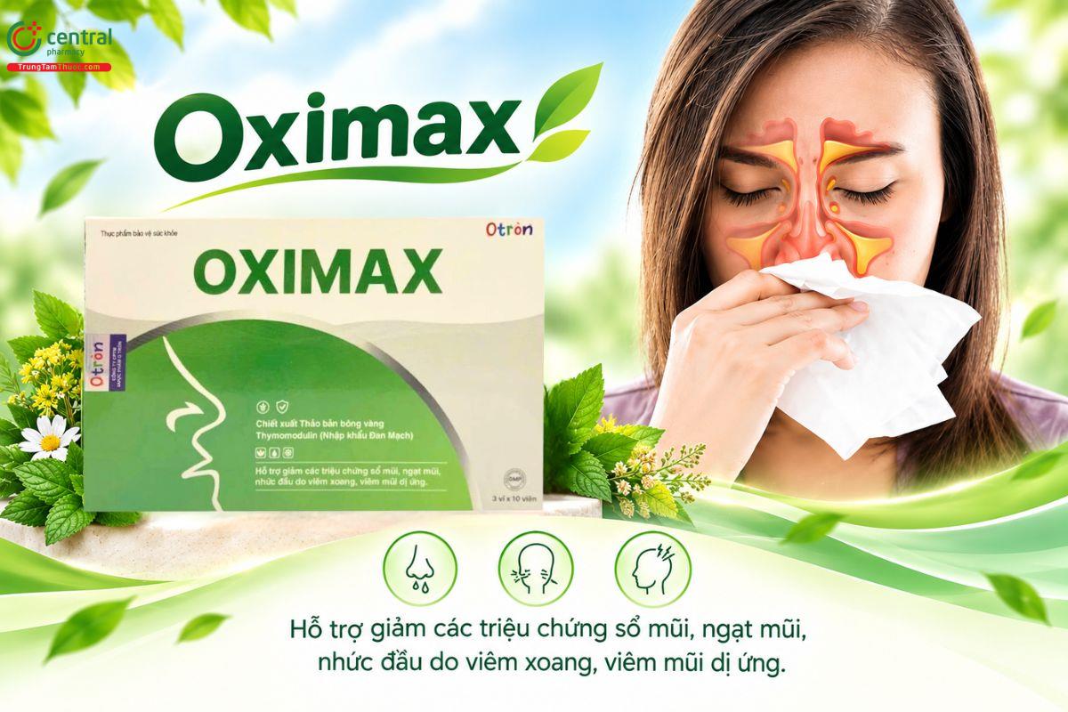 Oximax hỗ trợ giảm sổ mũi, ngạt mũi, nhức đầu do viêm xoang, viêm mũi dị ứng 