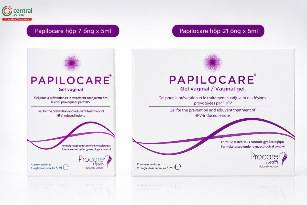 Papilocare hộp 7 ống x 5ml và Papilocare hộp 21 ống x 5ml
