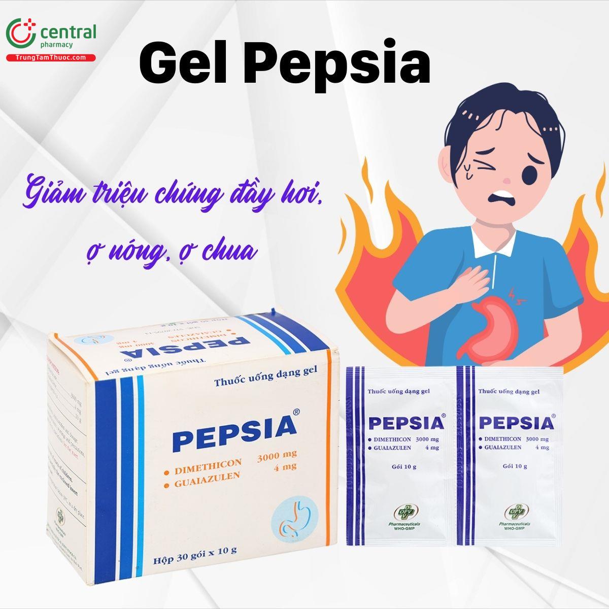 Thuốc Pepsia dạng gel làm giảm đầy hơi, ợ chua, ợ nóng