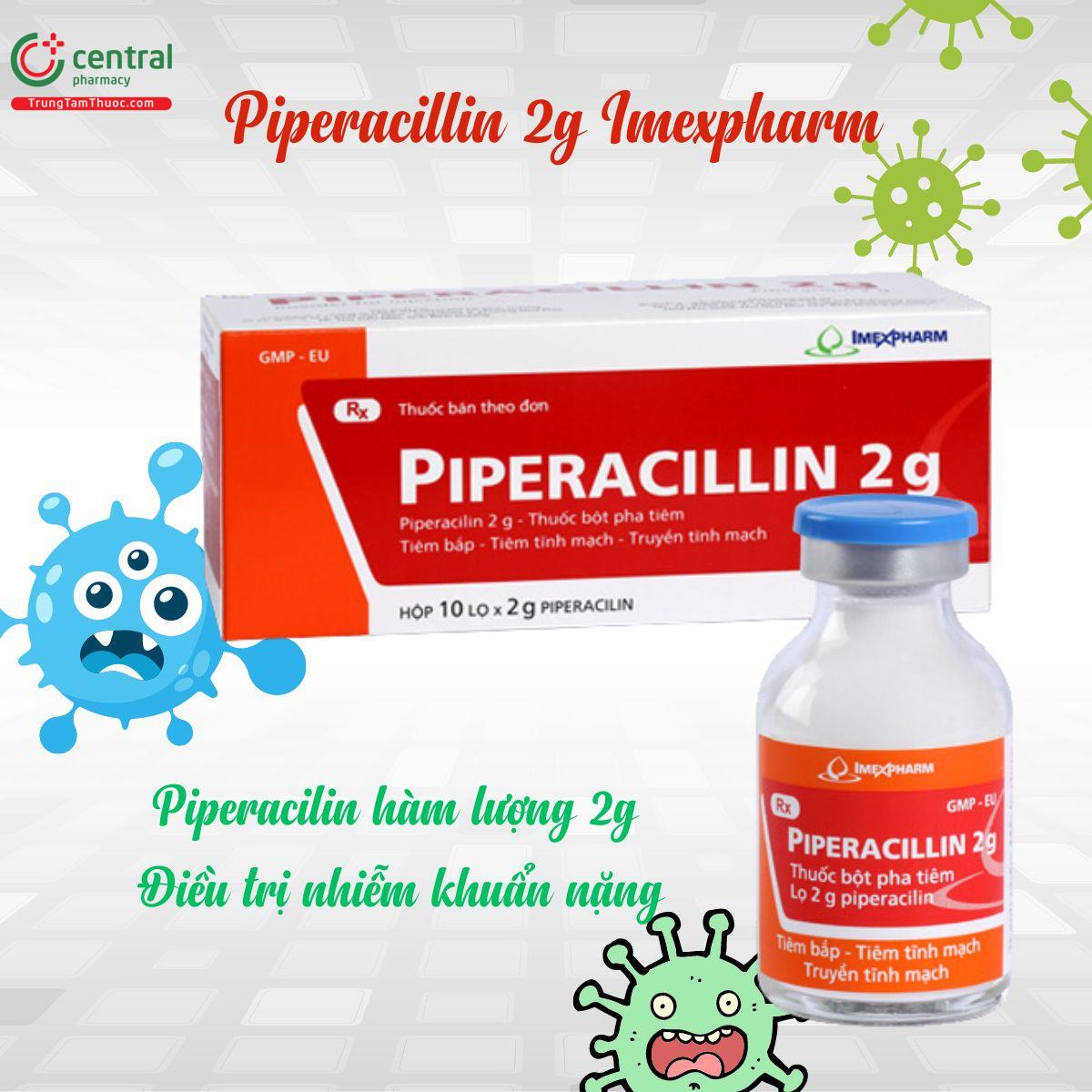 Thuốc Piperacillin 2g Imexpharm - Thuốc điều trị nhiễm khuẩn nặng