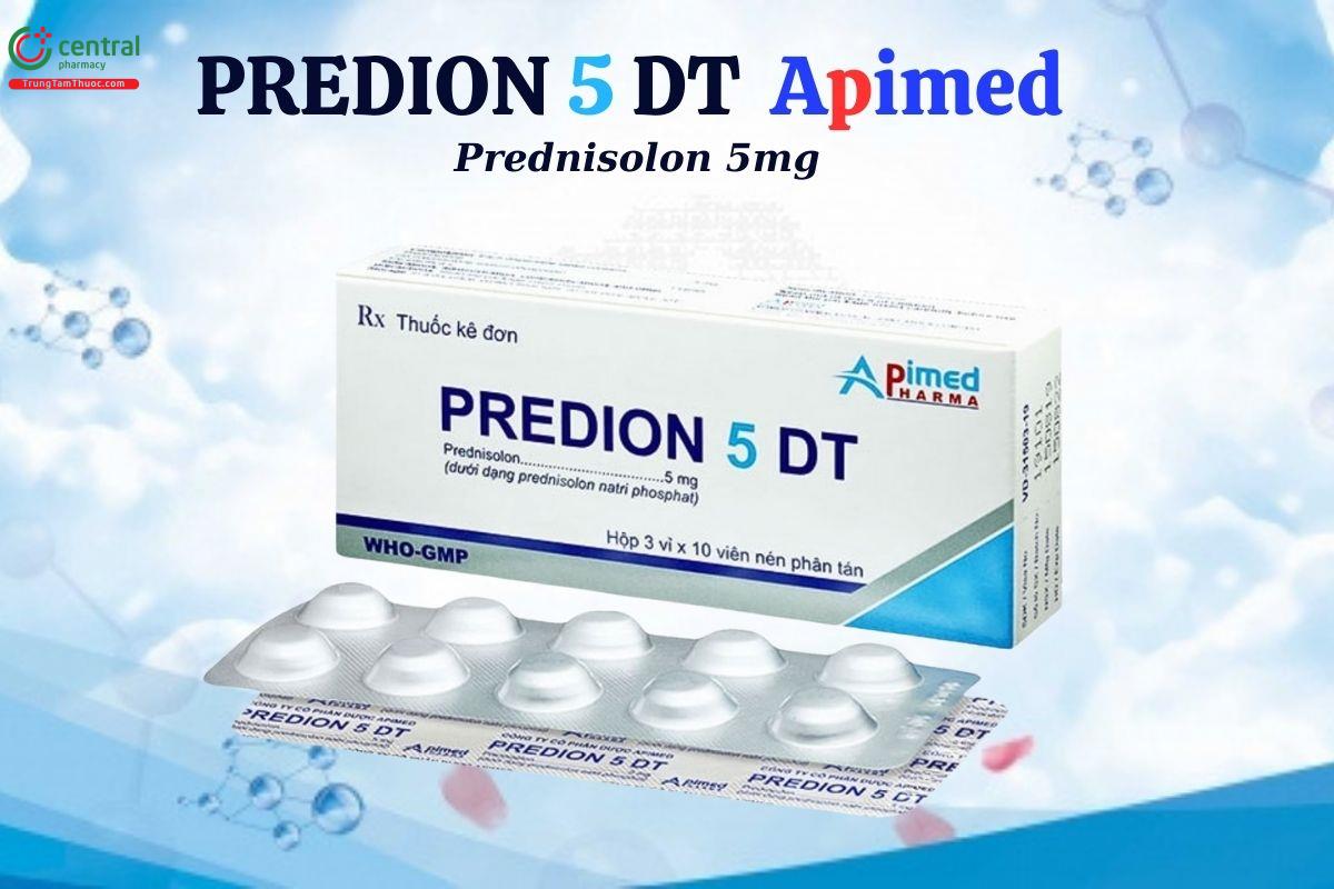 Predion 5 DT Apimed có tác dụng chống viêm, chống dị ứng và ức chế miễn dịch 