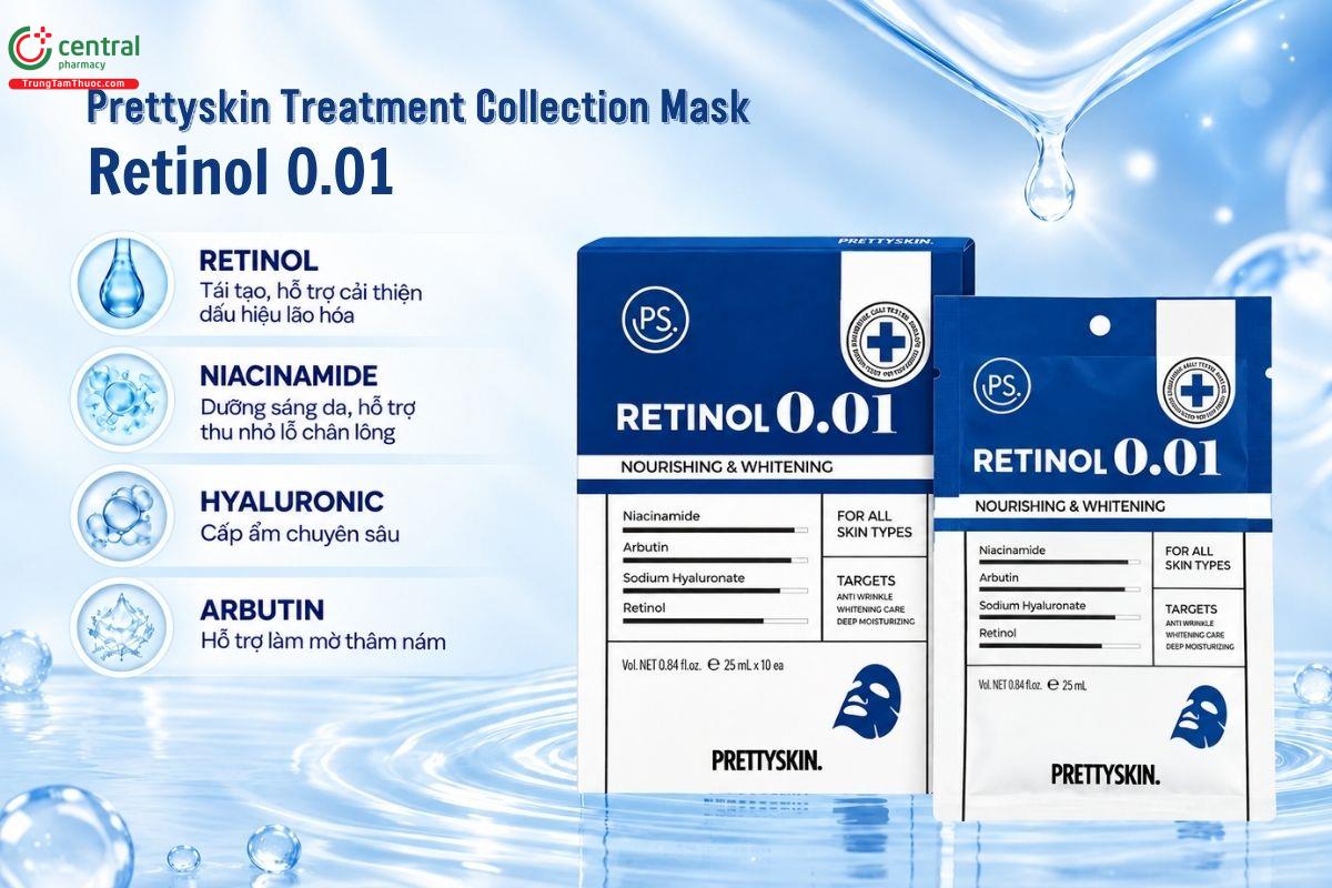Mặt nạ dưỡng sáng, trẻ hóa làn da Prettyskin Treatment Collection Mask Retinol 0.01