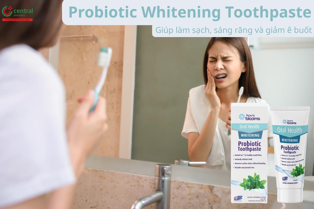 Kem Probiotic Whitening Toothpaste giúp làm sạch, sáng răng, giảm ê buốt