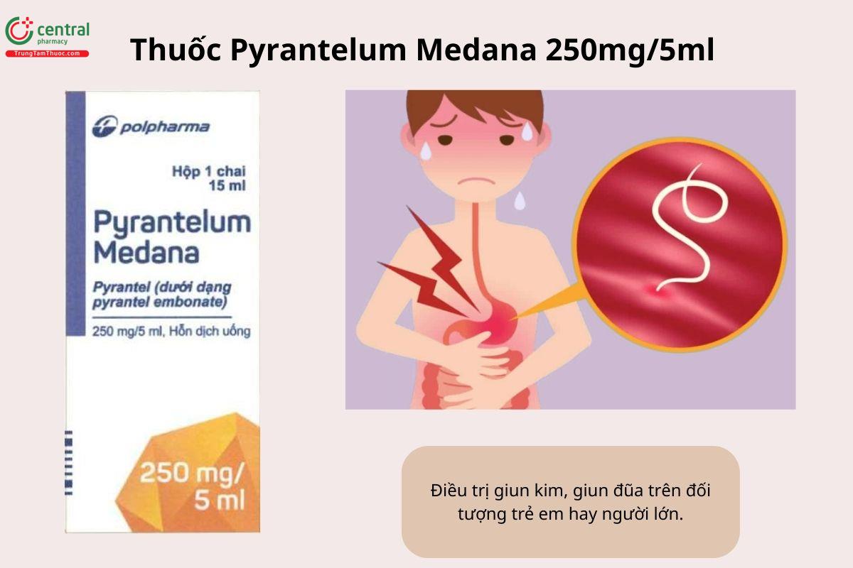 Chỉ định của thuốc Pyrantelum Medana 250mg/5ml