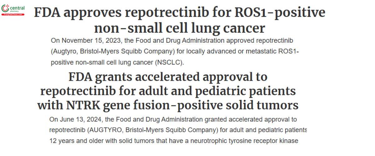 Chỉ định của Repotrectinib