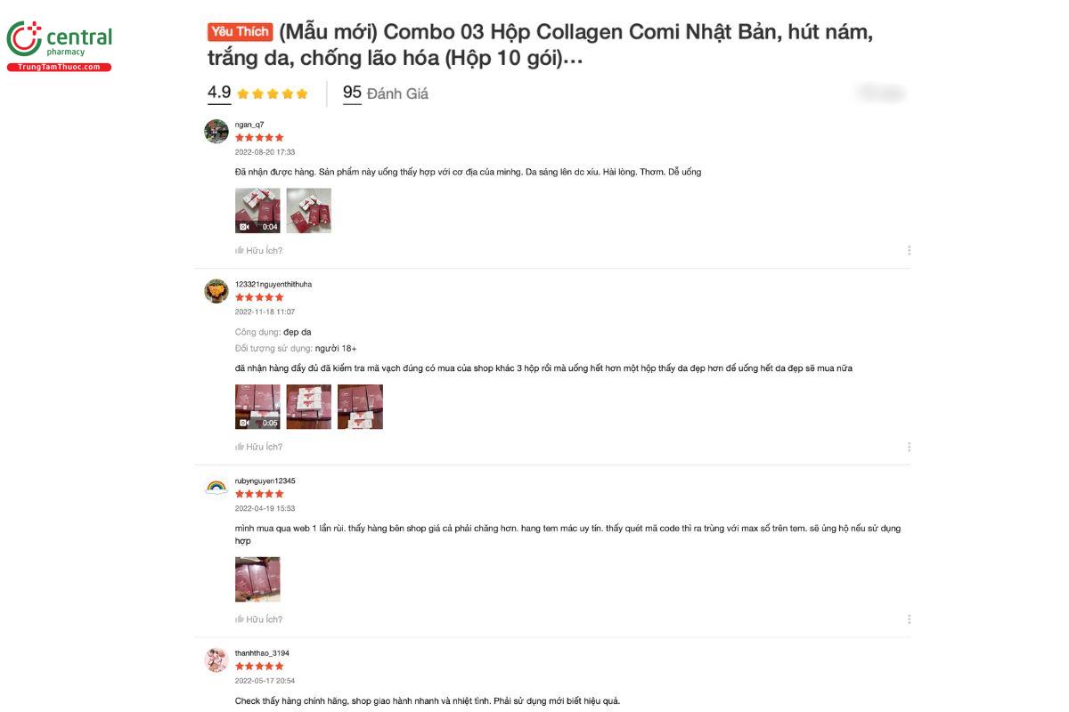 Đánh giá của những người đã mua và sử dụng sản phẩm Collagen Comi 