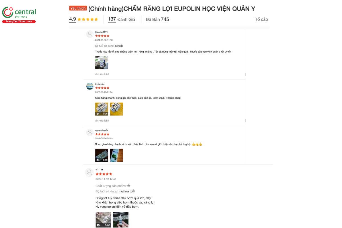 Cảm nhận, đánh giá của những người đã sử dụng Eupolin-12