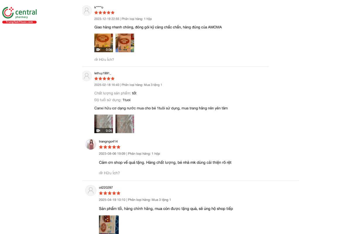 Cảm nhận của những người đã mua và sử dụng Amoma Calcium Kids