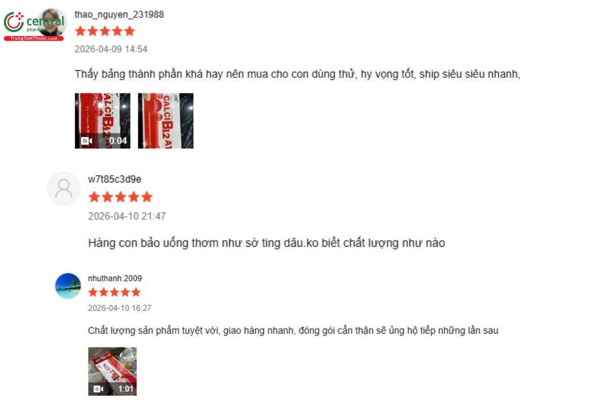 Đánh giá của người dùng về Calci B12 ATK