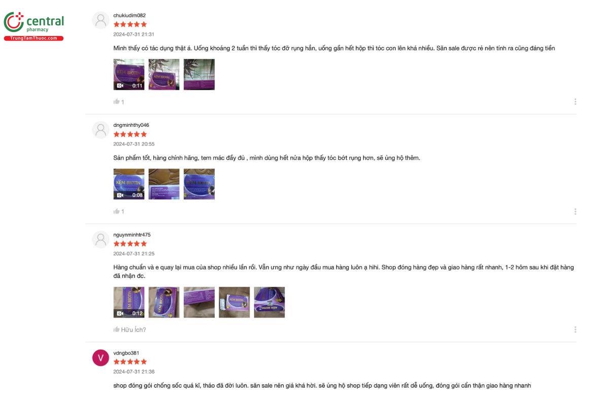 Cảm nhận và đánh giá của những người đã sử dụng sản phẩm Kẽm Biotin Goldwings Việt Nam