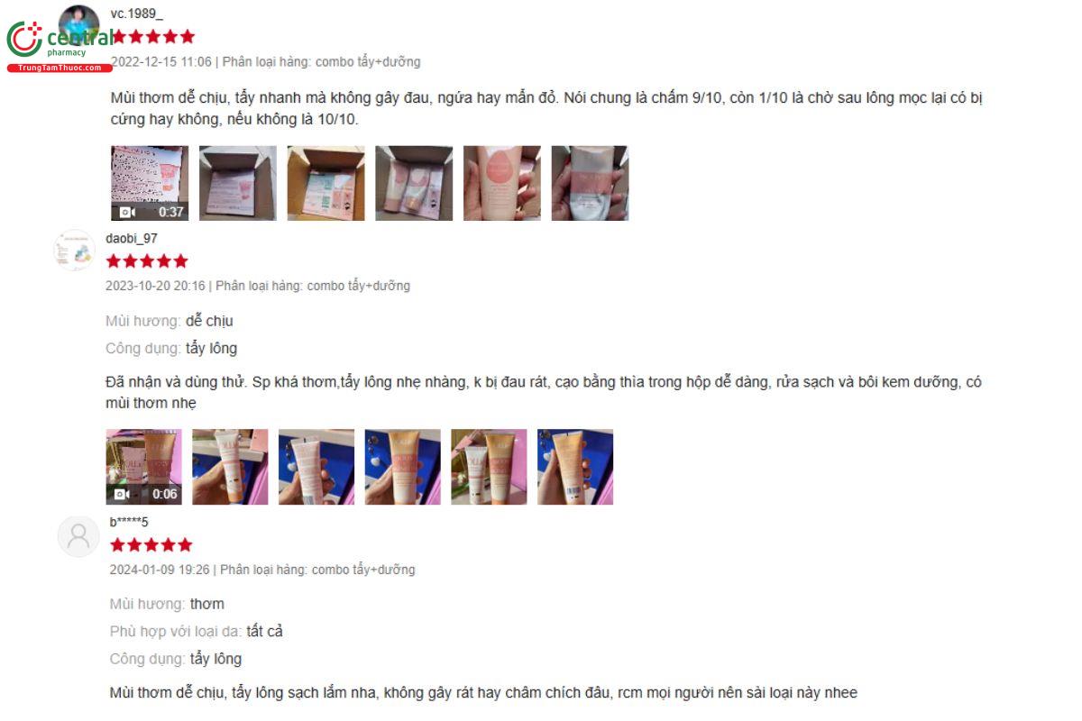 Các đánh giá của người dùng về sản phẩm Kem tẩy lông Ollie