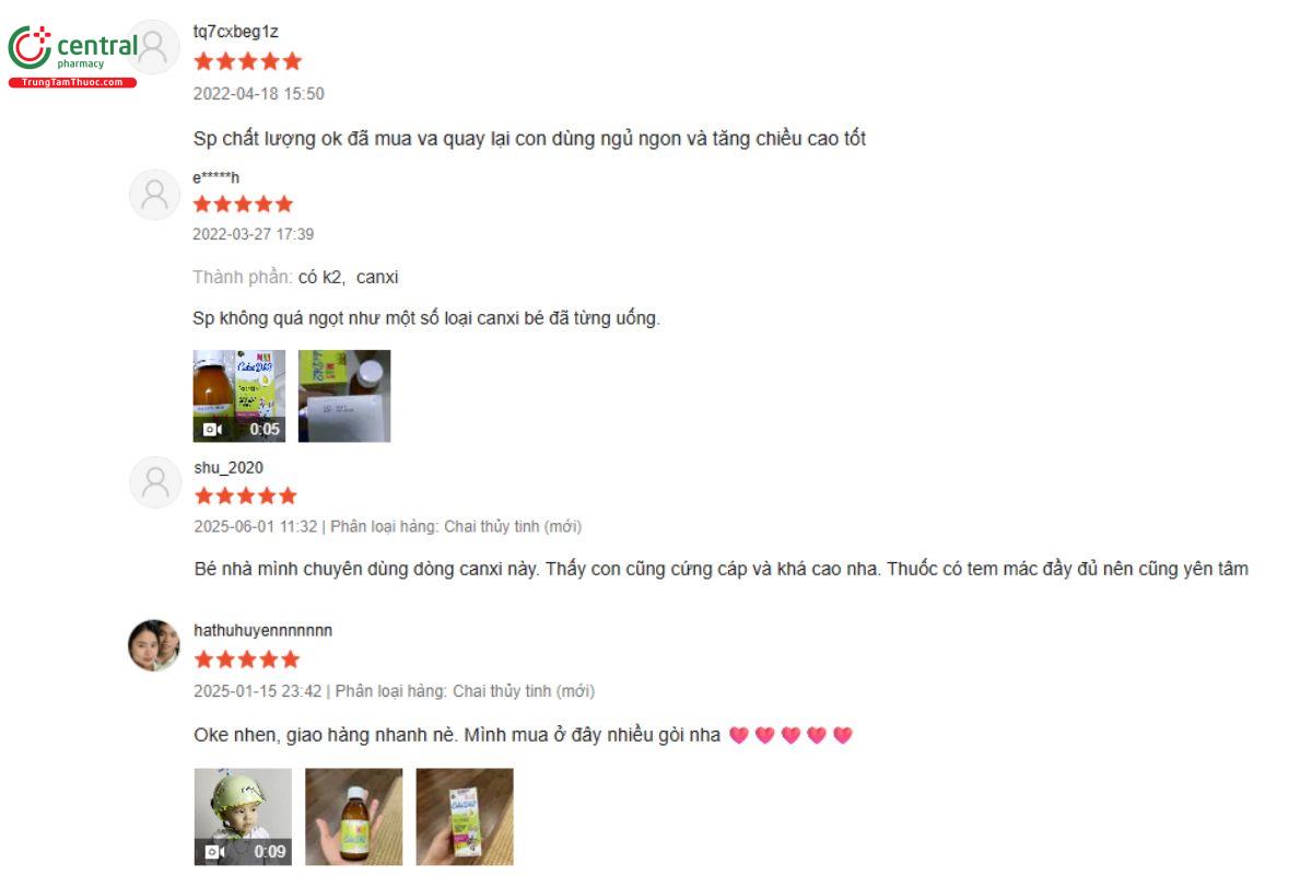 đánh giá từ người dùng về sản phẩm Mas Calci DK2