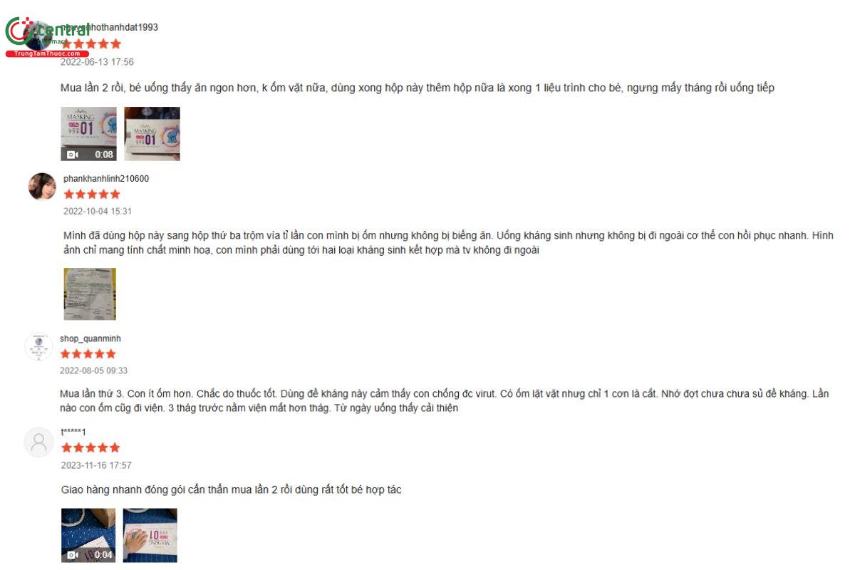 đánh giá từ người dùng về sản phẩm Maxking Kids 01