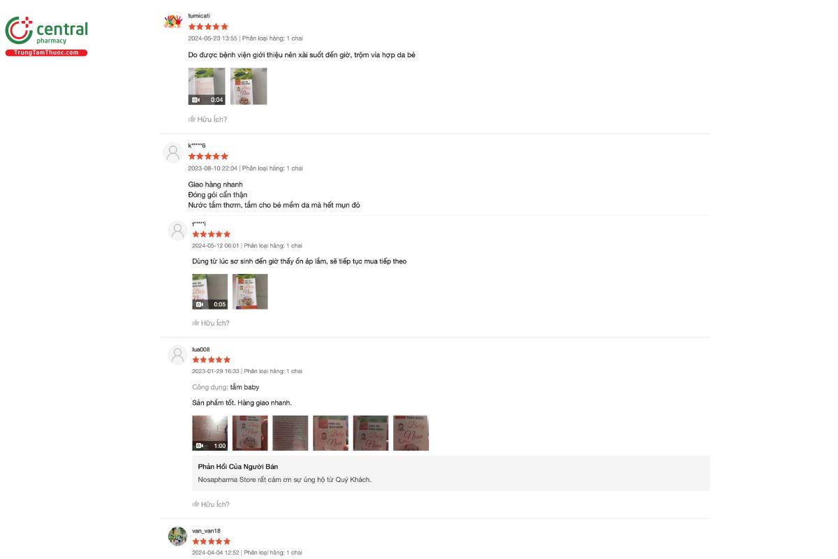 Cảm nhận, đánh giá của những người đã mua và sử dụng Nước Tắm Thảo Dược Baby Nosa