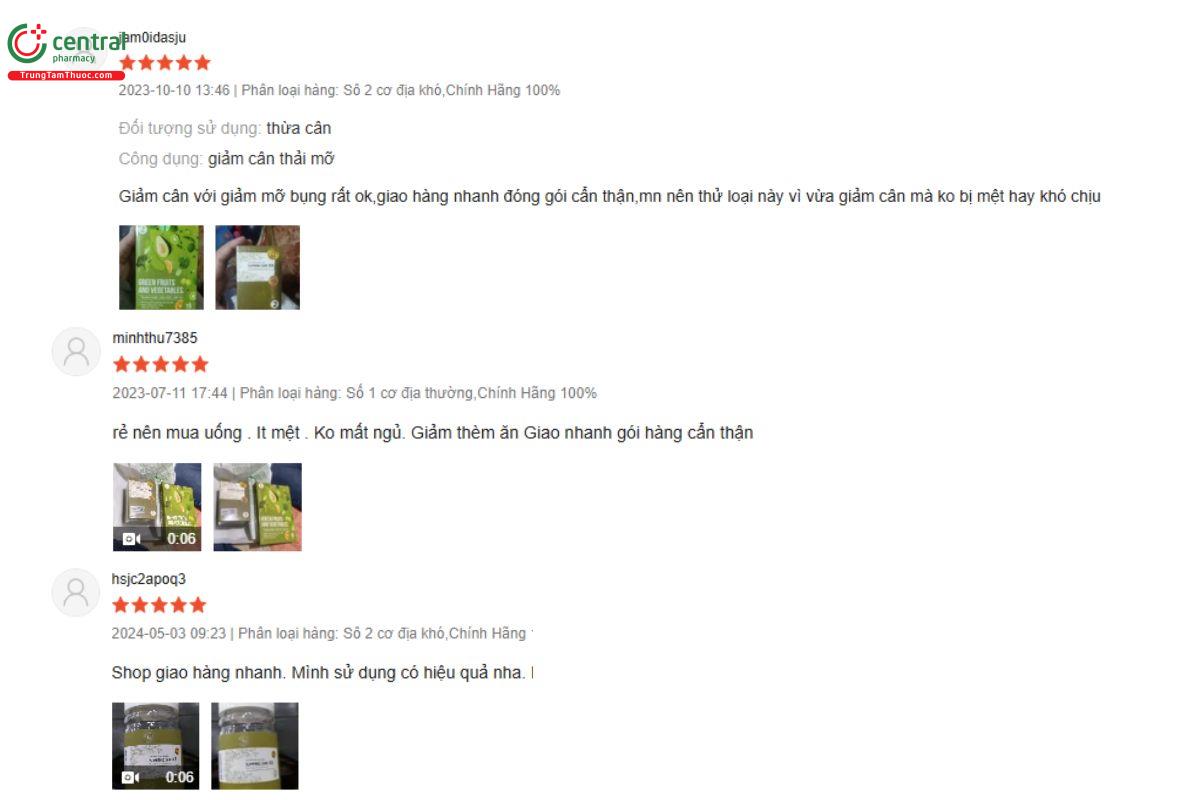 đánh giá từ người dùng về sản phẩm Slimming Care X3