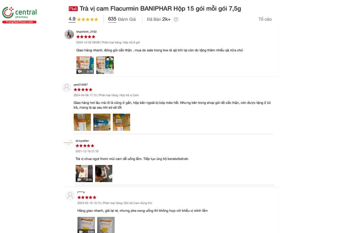 Cảm nhận, đánh giá của những người đã mua và sử dụng Trà Flacurmin (Hương Cam)