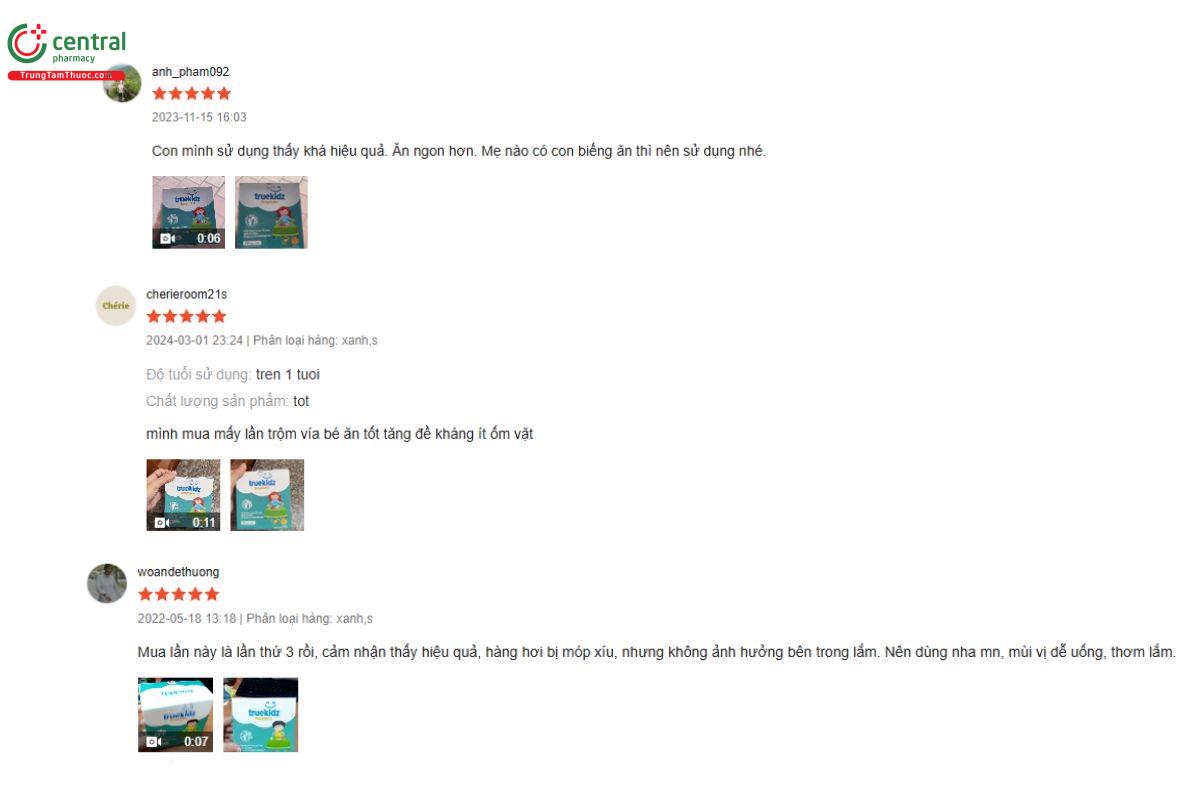 Đánh giá của người dùng về sản phẩm Truekidz Enzymplus
