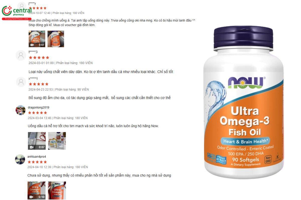 Đánh giá của khách hàng về sản phẩm Ultra Omega-3 Fish Oil  Now